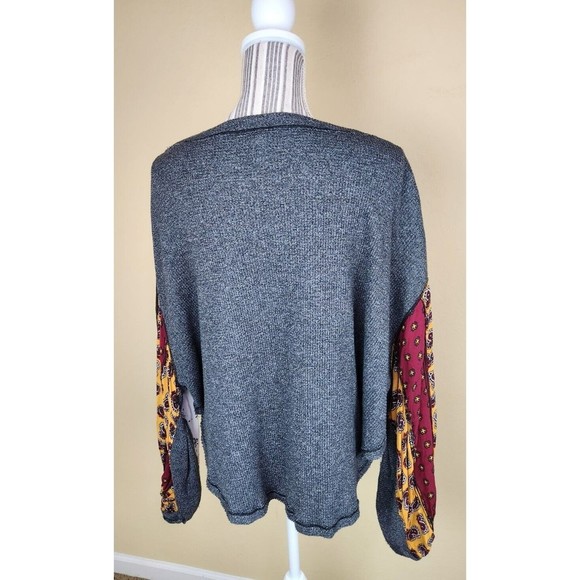 Free People We The Free Grey Blossom Waffle Knit Thermal Top Boho Hippi Size S - Picture 4 of 12